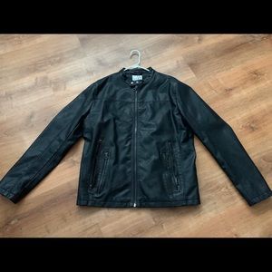 Men’s black genuine leather jacket XL
